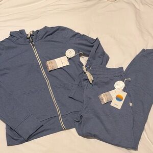 Vuori Blue Quartz Zip-Up Hoodie (S) and Joggers (M) Set